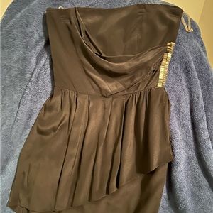 Strapless black mini dress